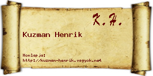 Kuzman Henrik névjegykártya